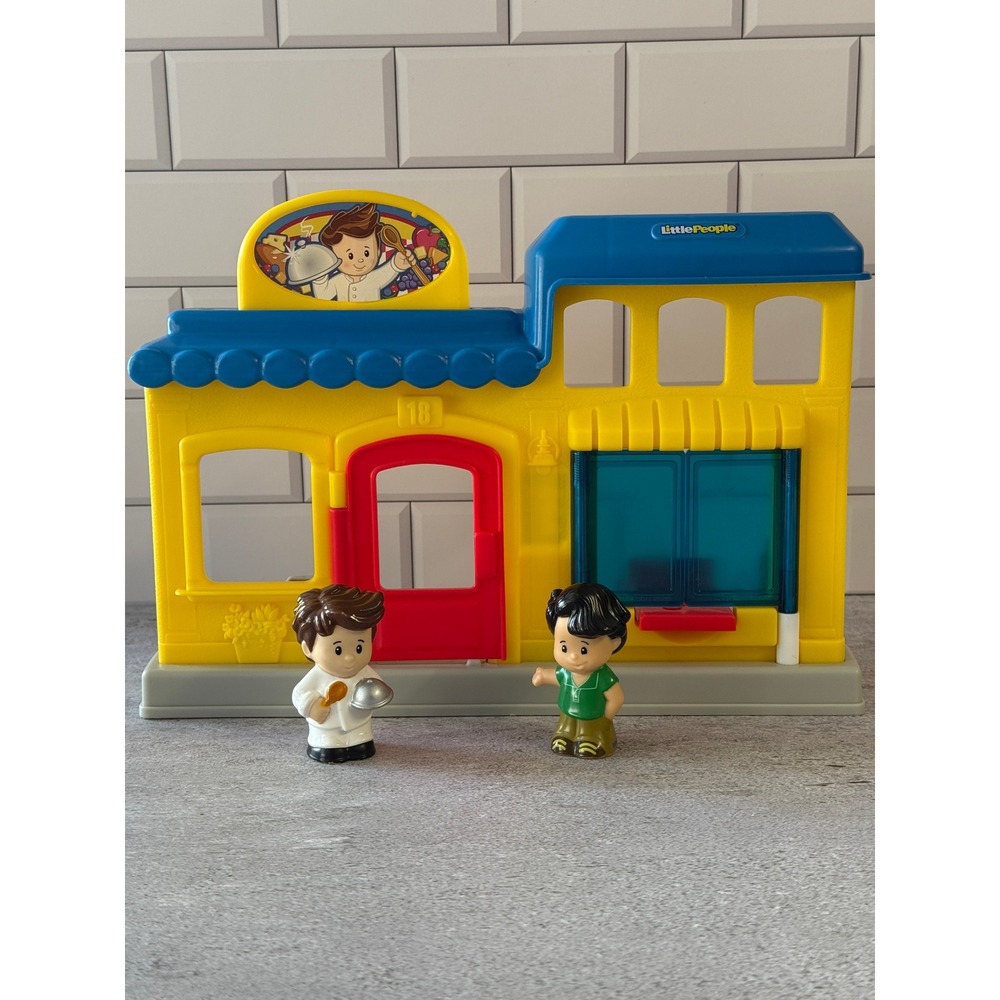 Fisher Price Little People Restaurant Playset with Chef and Boy Figures Yellow